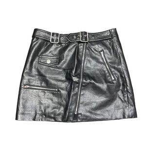 Forever 21 black pleather motorcycle skirt